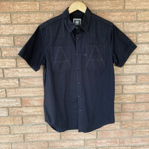 G-Star Other - G-star Raw black short sleeve snap button-up shirt size slim Large streetwear